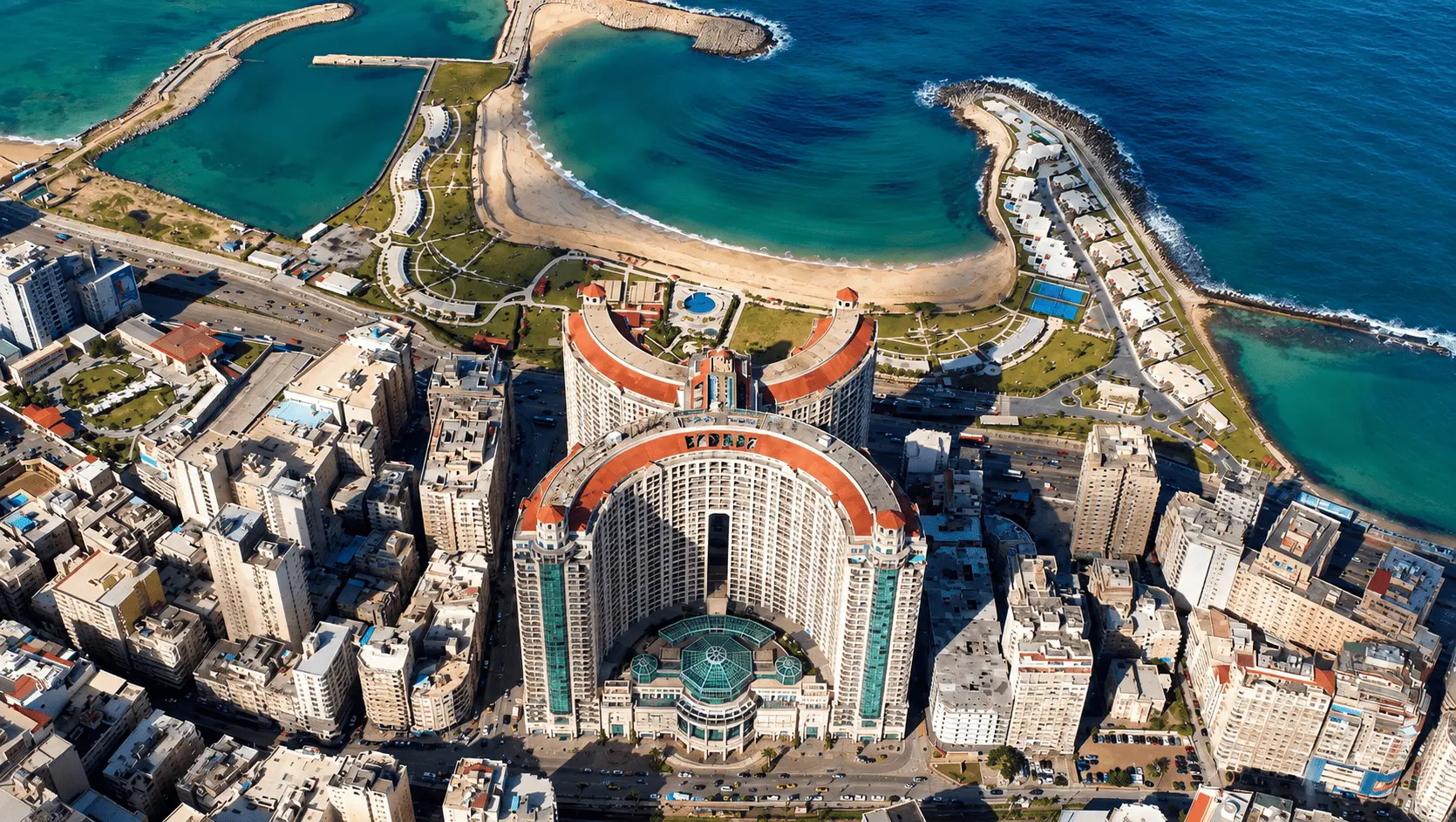 Four Seasons coastal resort, Sharm El Sheikh — aerial