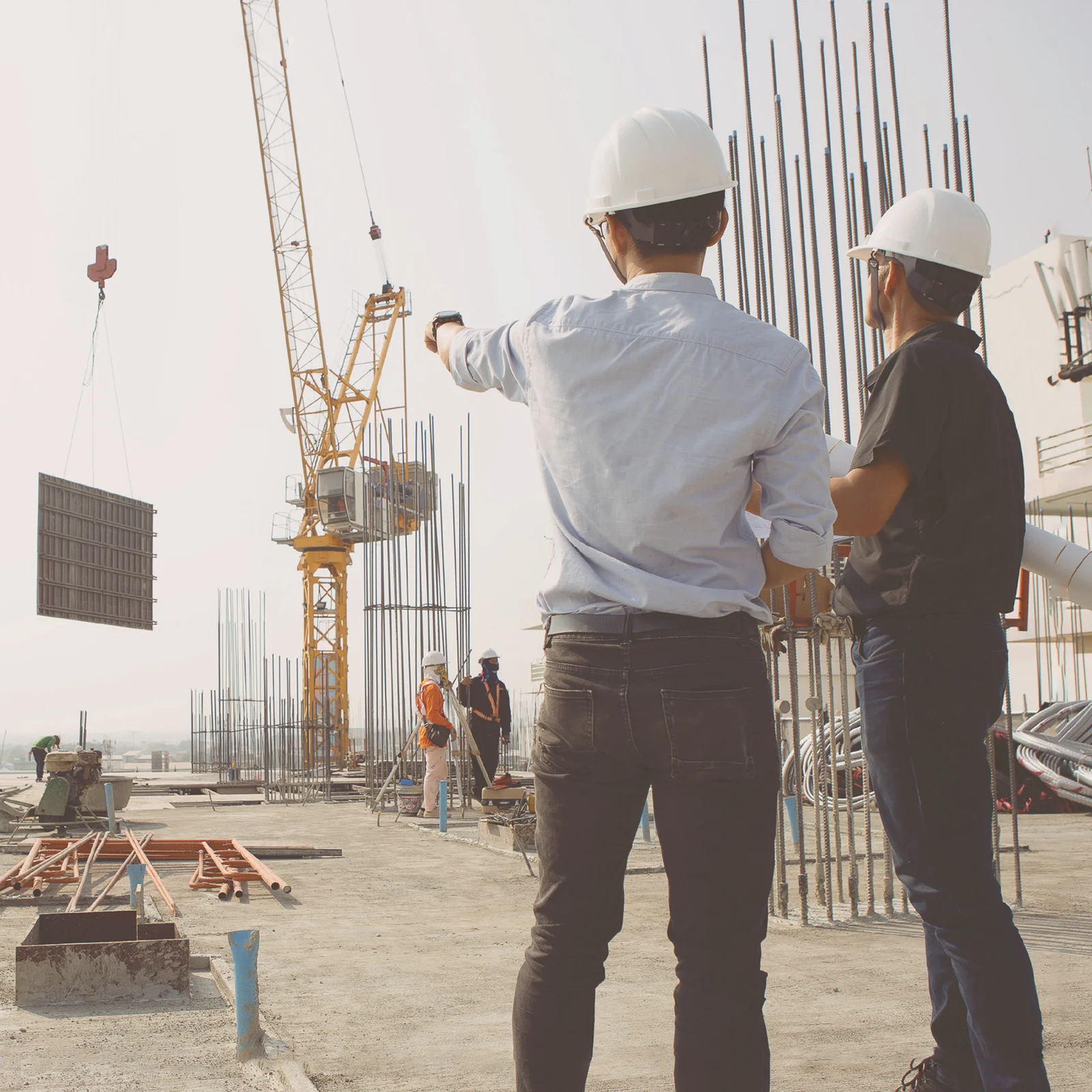Atrium engineers managing a construction site